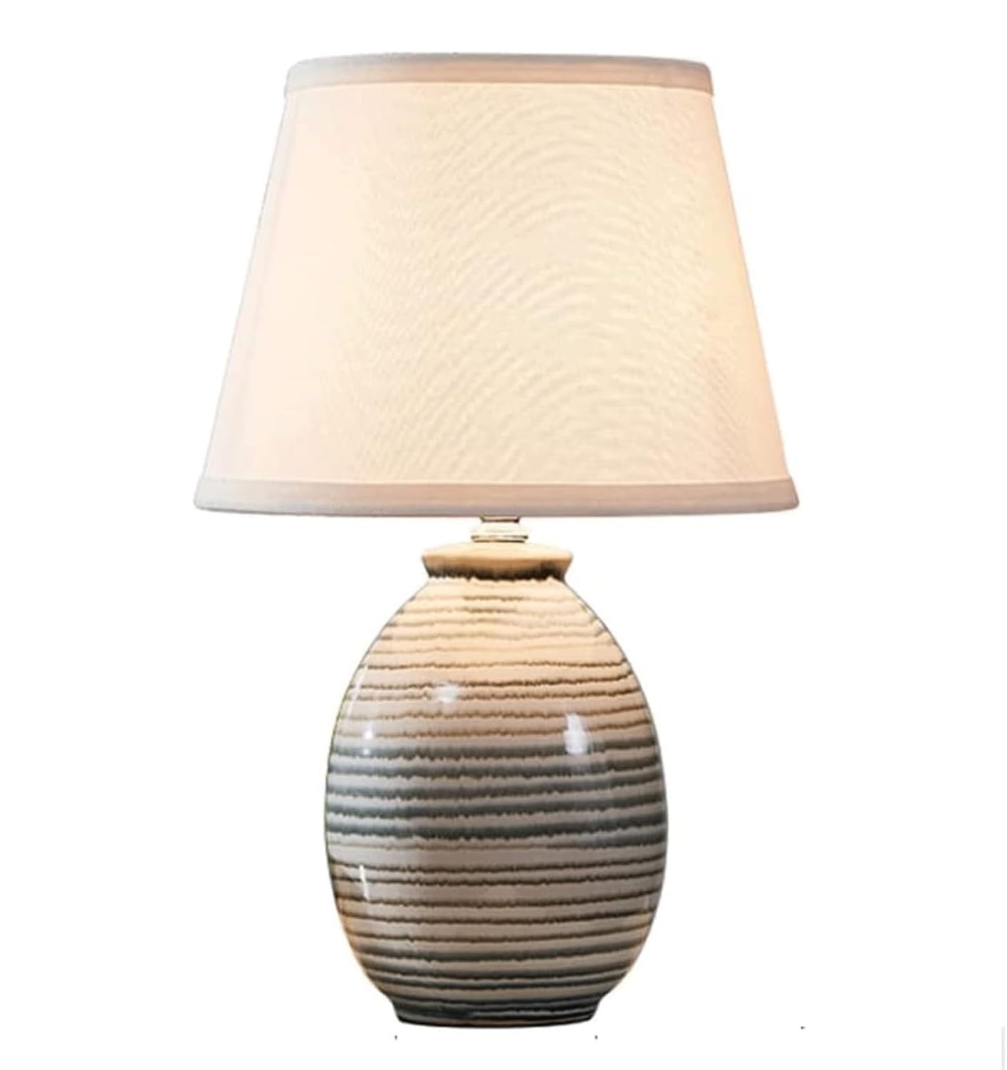 Lniany abażur Stolik nocny Ręcznie malowana ceramiczna lampka nocna Lampy do sypialni stołowa do salonu (kolor: A