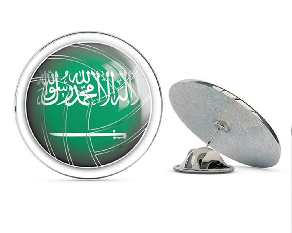 Saudi Arabia Volleyball World Flag Round Metal 0.75" Lapel Pin Hat Shirt Pin Tie Tack Pinback