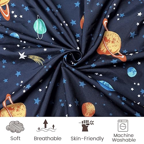Image of PHF 3 Pack Soft Space Crib Sheets Fitted, Silky Comfy Breathable Baby Sheets for Boys Girls Neutral, 28x52 Inches Fits Standard Crib and Toddler Mattresses, Space