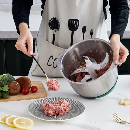Image of Food Chopper, 2L Stainless Steel Electric Meat Grinder with handle, Food Processor with 4 Sharp Blades for Baby Food Meat, Vegetables, Fruits and Nuts Fruit Mixer Nuts Grinder Blender Fillings Maker