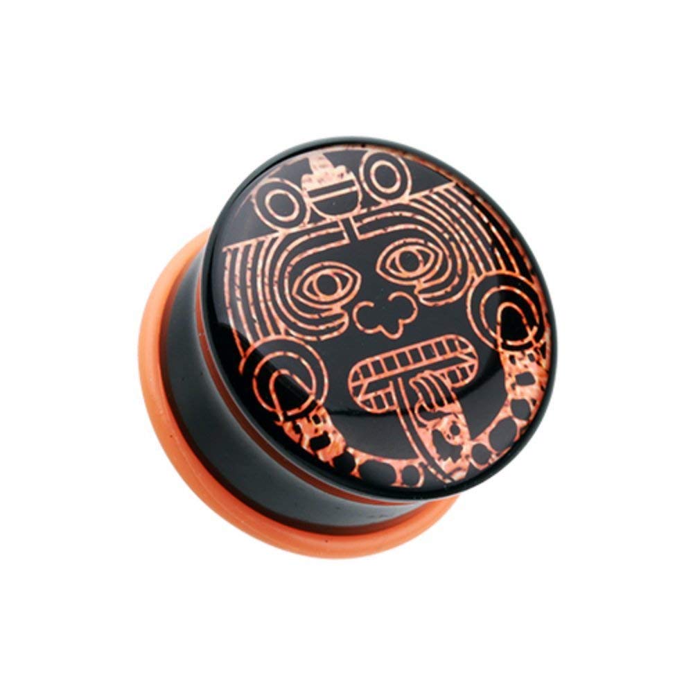 Covet Jewelry Mayan Calendar God Single Flared Ear Gauge Plug