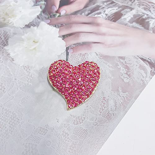 Image of Cute CZ Heart Brooch Pin for Women Teen Girls Elegant Crystal Rhinestone Hearts Lapel Pins Dance Party Wedding Jewelry Dress Suit Clothes Accessorie for Her Wife Daughter Birthday