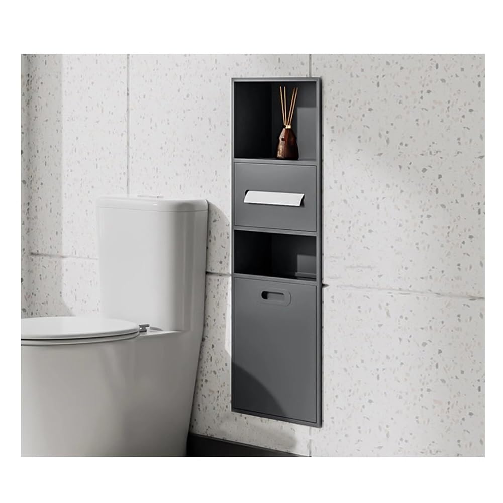 MHJKHG Rygcrud Stainless Steel Bathroom Niche Recessed Organizer with Garbage Can Water-Proof Shower Shelf Storage Caddy for Home
