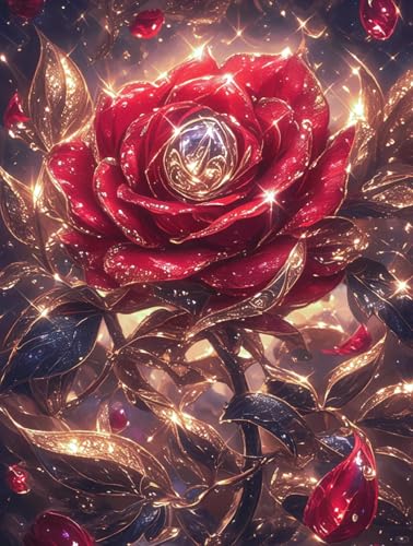 Peinture Diamant Rose Rouge MIRONS : Sublimez votre salon avec ce Diamond Painting 5D