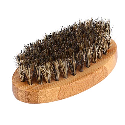 Lurrose 2 peças 11 cm kit de escova de bigode e pente de cerdas de javali macio escova de barba masc