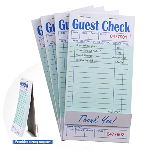 Batrical Guest Checks Server Note Pads 1000 Sheets Waitress Notepad For Restaurants (20 Books) 3.5" X 6.75" Per Ticket Book #TOP3
