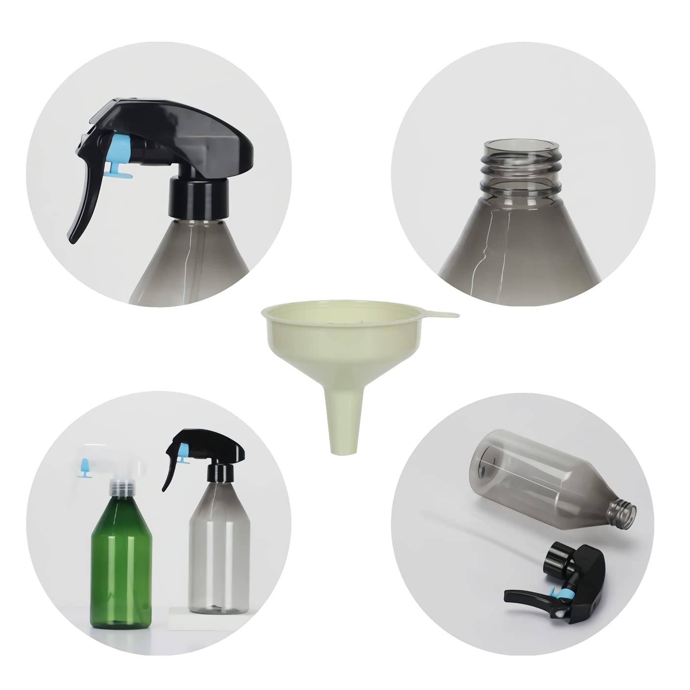 Flacone Spray 300 Ml In Plastica Nera Trasparente – Ugello Regolabile Per Giardinaggio, Cura Dei Capelli E Pulizie
