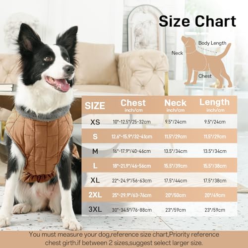 JoyDaog Warmer Fleece-Hundemantel mit strapazierfähigem Geschirr und D-Ring, wasserdichte Welpenjacke für kleine Hunde, Hundeweste für den kalten Winter, brüniertes Khaki, Größe M