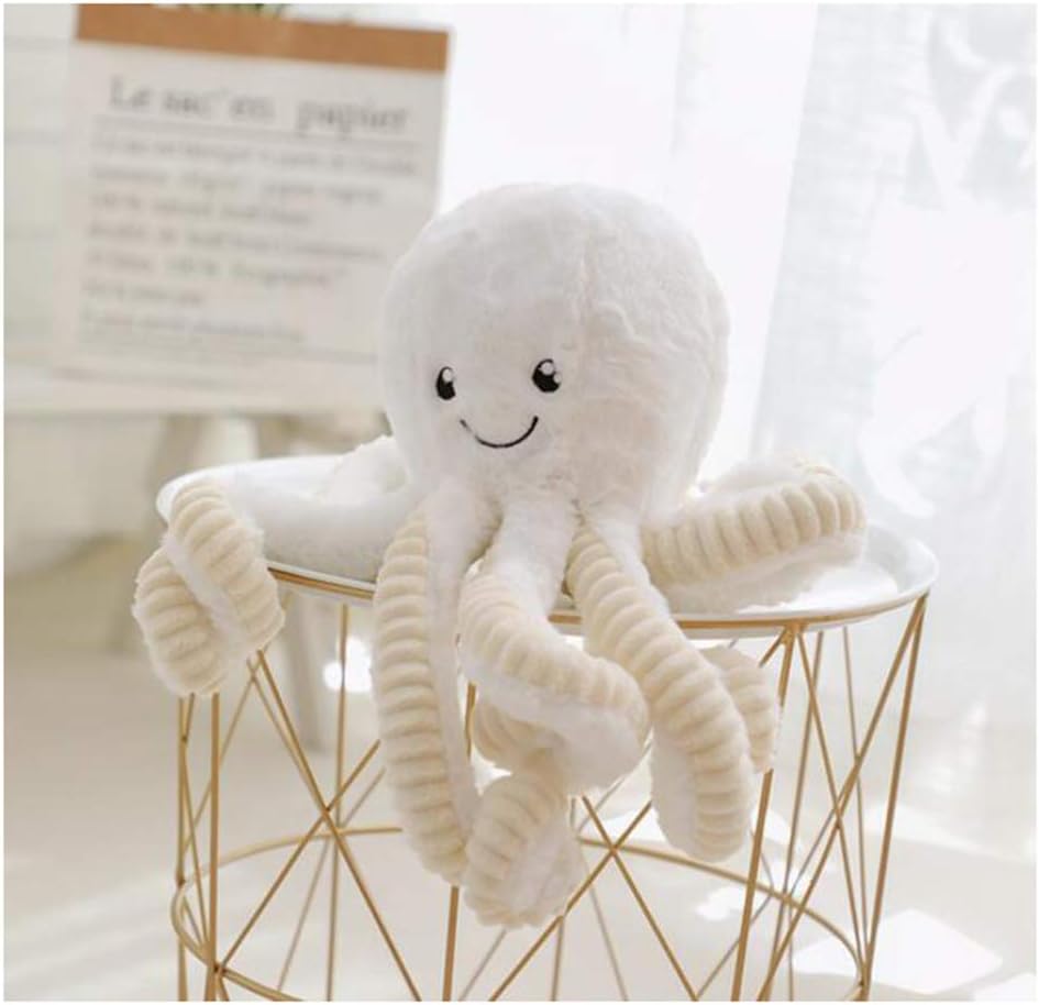 HYLWorld 15.7 Inches Plush Cute Octopus Dolls Soft Toy Stuffed Marine Animal for Home Decor Christmas Birthday Gifts-White