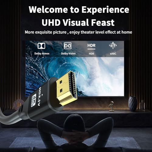 charlore HDMI Cable 2m, 8K@60Hz 4K 120HZ 48Gbps High Speed HDMI 2.1 Cord, Ultra HD,Video 8K,4K,1080p,3D,Arc - Image 3