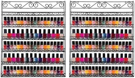 2 Pieces Pana Black Metal Nail Polish Wall Mounted 6 Tier Organizer ...