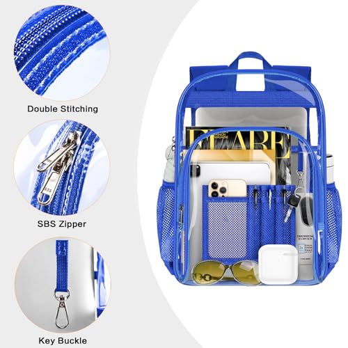 Image of PAMANO Clear Backpack, Heavy Duty Transparent Reinforced Bottom See Through for College, Travel Work Security