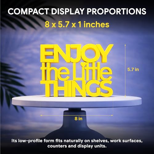Image of Mad Masters Enjoy The Little Things Spiritual Desk Decor - Aesthetic Table, Shelf & Wall Showpiece for Home Office, Business. Vastu Friendly Gifting, Sunshine Yellow (20.3 x 14.5 x 2.5 cm)