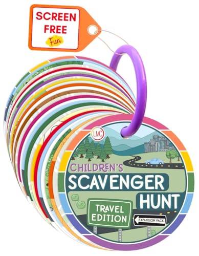 LMC Products Children's Scavenger Hunt: Travel Edition - Expansion Pack | Toddler Car Activities | Road Trip Toys | Games for 2, 3 Year Old's & Up | Kids Educational Scavenger Hunt Cards