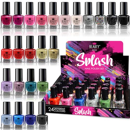 Splash Set di 24 Smalti per Unghie - 24 Colori Moderni Diversi Asciugatura Rapida (Set B)
