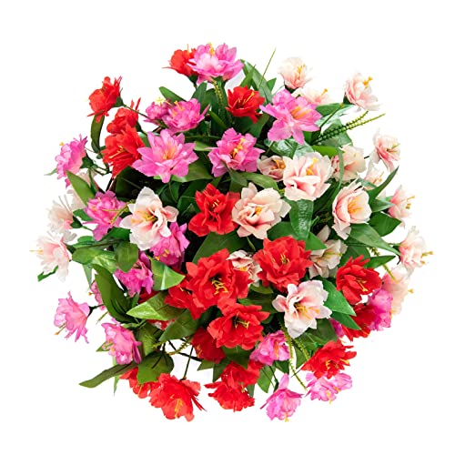Hyeflora Artificial Fake Hanging Plants Flowers Basket For Summer Outdoor Porch Decoration, Faux Silk Mixed Colorful Rose Peony Planter Realistic Uv Resistant For Patio Balcony Outside Garden Yard thumb #6