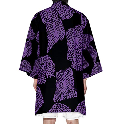 Seidarise Men\'s Haori, Long Kimono Cardigan Jacket Japanese Style Flying Crane Seven Sleeves Open Front Coat - Thumbnail 2