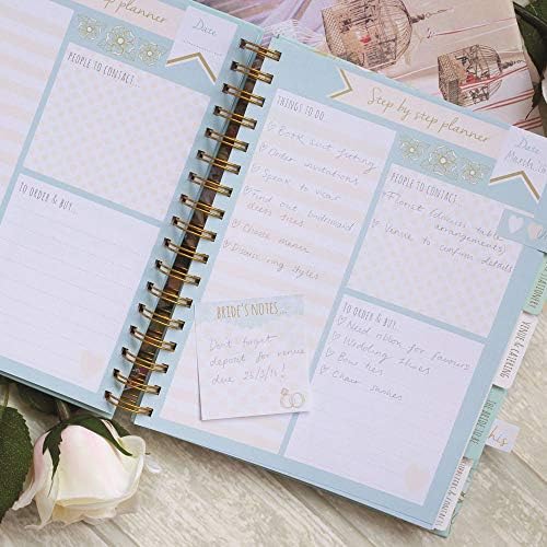 Wedding planner, duck egg blue, perfect engagement gift with sections, checklists and pockets for a wedding by Rachel Ellen