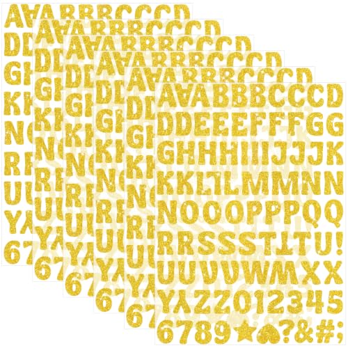 528 PCS Glitter Gold Letter Stickers,6 Sheets 1 Inch Alphabet Stickers