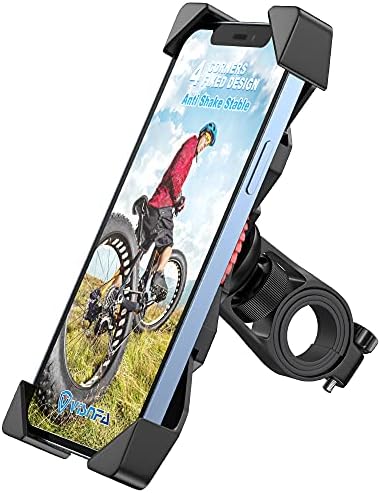 visnfa Bike Phone Mount Anti Shake and Stable Cradle Clamp with 360° Rotation Bicycle Phone mount / Bike Accessories / Bike Phone Holder for iPhone Android GPS Other Devices Between 3.5 to 6.5 inches