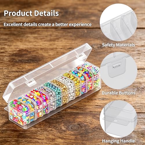 Image of Bead Organizer Box, 13 Pcs Compartments Clear Plastic Storage Containers Set for Bracelet Making DIY, Jewelry, Small Parts