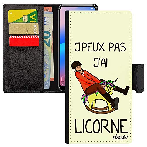 Coque Galaxy S21 j'peux pas j'ai licorne housse portefeuille blanche pour Samsung