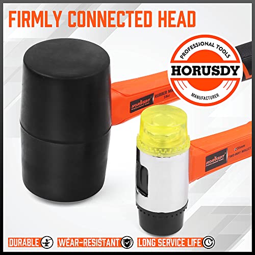 Horusdy 2-Piece Rubber Mallet, 16Oz Rubber Mallet Hammer And 35Mm Double-Faced Soft Mallet, Fiberglass Rubber Mallet Handle #TOP5