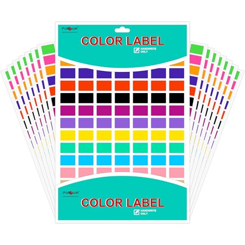 PARLAIM Pack of 1575 Rectangle Color Coding Labels,1/2" x 3/4" Rectangular Stickers in 15 Colors Rectangle Folder File Labels for Office and Home