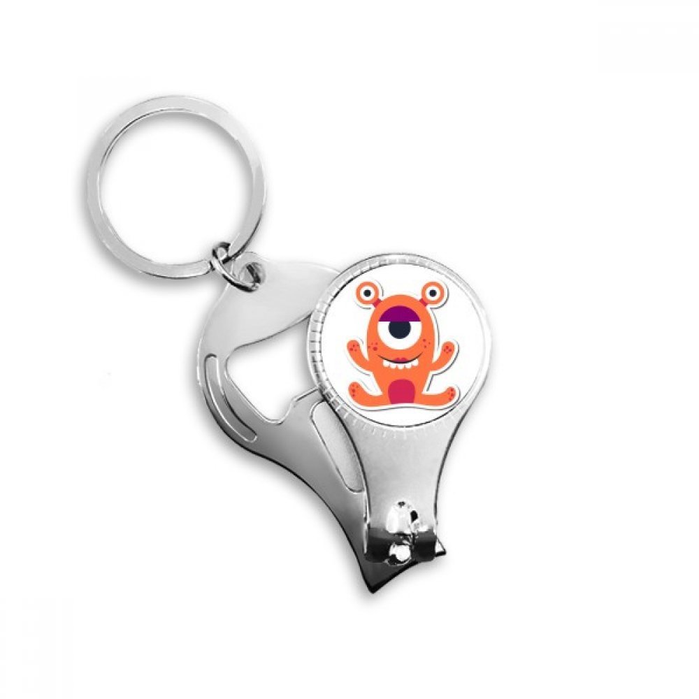 Porte-clés en métal Monster orange avec coupe-ongles et décapsuleur multifonction
