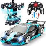 Transform RC Car Robot, 2.4Ghz 1:18 Rechargeable Remote Control Police Car Robot Toys with Light &...