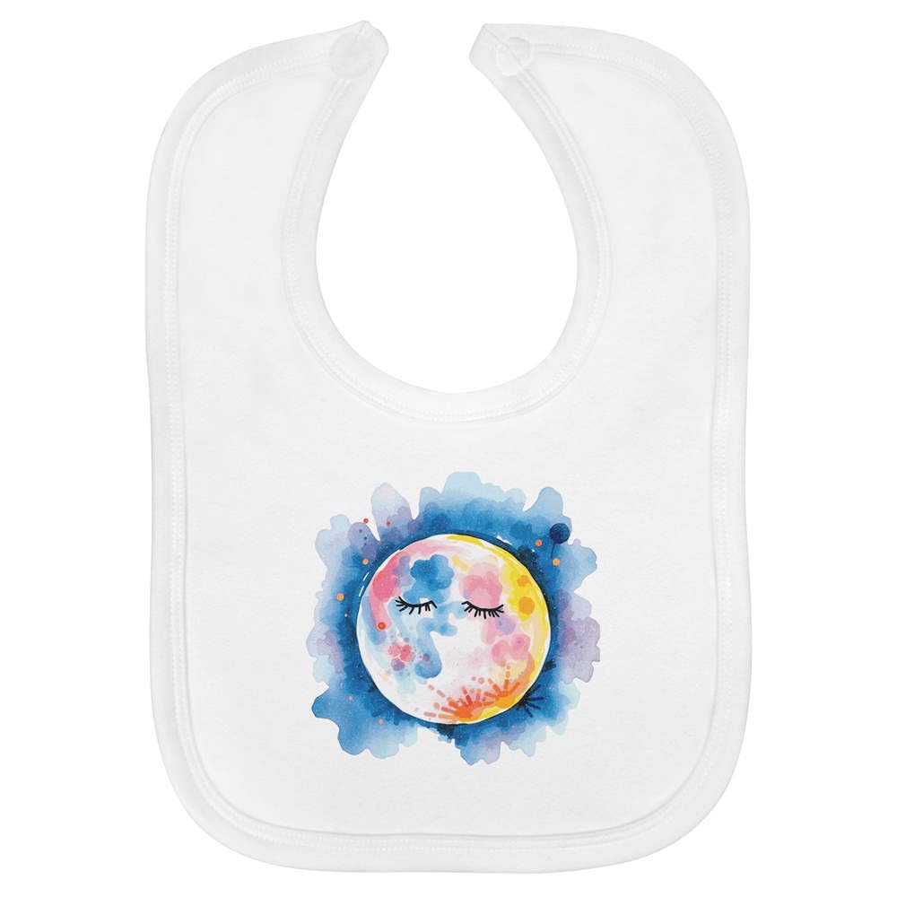 Azeeda 'Sleepy Moon' Baby Bib - White (BI00073910)