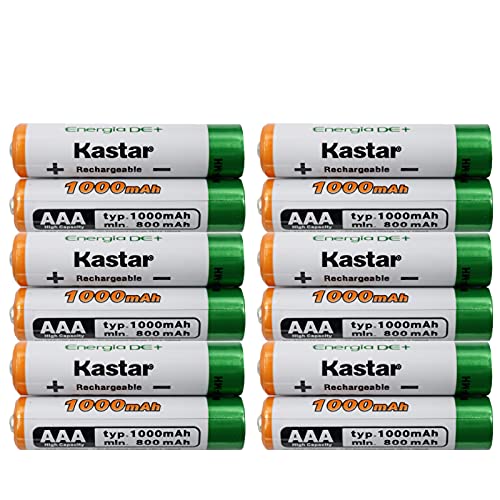Kastar AAA 12-Pack Ni-MH 1000mAh Super High-Capacity Rechargeable Battery Replacement for Panasonic HHR-4DPA HHR-55AAABU HHR-65AAABU, HHR-75AAA/BU, BK40AAABU, Garden Light, Path Light, Remotes