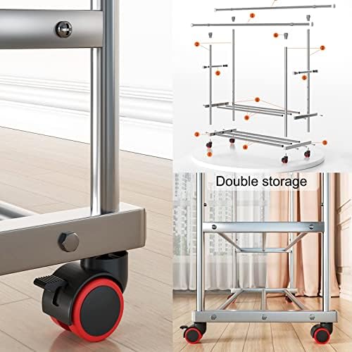 Foldable Clothes Drying Rack Foldable Portable Space Saving Clothes Drying Rack, Movable Drying Rack with 4 Castors, Stainless Steel Laundry Drying Rack, for Laundry, Bathroom, Balcony