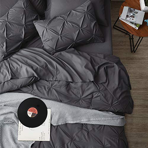 Image of Bedsure Full Comforter Set Dark Grey - Bed in a Bag Full Size Bedding Set 7 Pieces, GentleSoft Pintuck Bed Set Gift for Family, All Season Down Alternative Comforter with Sheets, Pillowcases & Shams