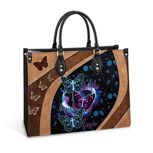 64HYDRO Butterfly Cross Faith Hope Love Women Handbag Shoulder Bag - Travel Work Leather Bag - THAZ1