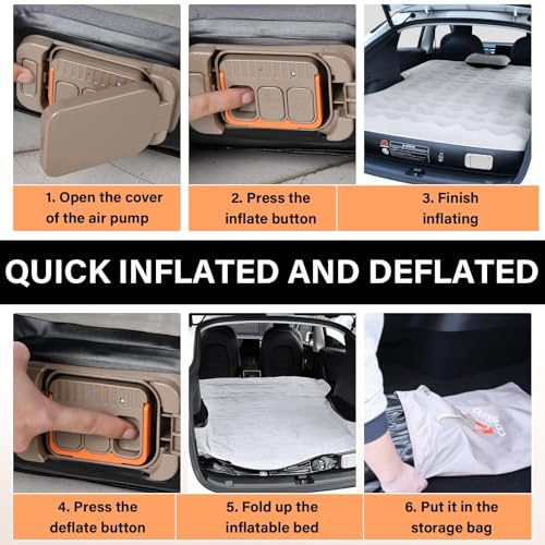 Image of Coverado Car Air Mattress for Tesla Model Y, Self Inflating Car Sleeping Pad with Wireless Air Pump, 7 inch Thickened Tesla Model Y Mattress, Comfort Flocking Camping Bed, Model Y Accessories 2025-2021