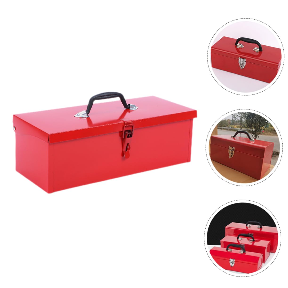 Cassetta Attrezzi in Lamiera, Monostrato, Portatile, Rosso | Acciaio Laminato a Freddo, Classificazione Ordinata, Facile da Trasportare, Spazio Singolo per Accessori e Utensili