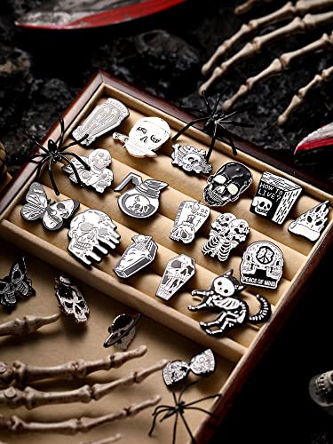 Buy BBTO 20 Pieces Halloween Gothic Skull Skeleton Enamel Pins Set | Assorted Spooky Horror Lapel Brooches, Skeleton Lapels for Backpack Jacket Hat Clothes at Amazon.in - Image 8