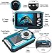 Acuvar 48MP Underwater Camera with 32GB Card – 11FT Waterproof Digital Camera, Dual-Screen Selfie, Autofocus, Floatable Compact Snorkeling Camera with 1250mAh Battery (Blue)