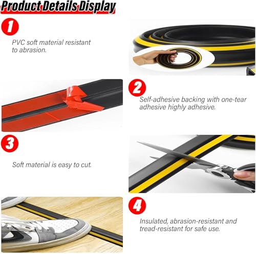 Canaleta de cable semicircular de PVC negro 30 mm autoadhesiva para pared 4