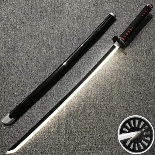 鬼滅の刃刀 光る武士刀 ロールプレイング小道具 発光 武器 模造刀 ナイフモデル モデル スプレー機能 写真撮影 ディスプレイ 文化祭 学校のお祝い ハロウィン クリスマス パーティー用品に適しています (竈門炭治郎 - チャージ済みライトアップモデル)