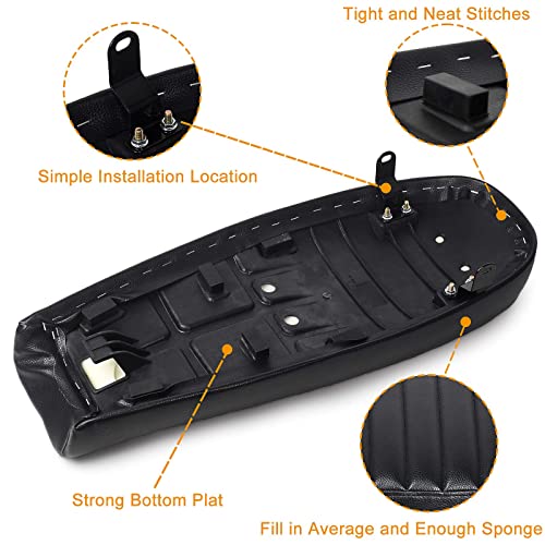 DKMOTORK 0164 Motorcycle Brat Cafe Racer Vintage Saddle Seat Black (subframe modification is required)