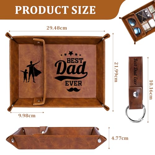 QXRXN Dad Fathers Day Birthday PU-Leather Valet Tray, Bedside Organiser Daddy Birthday Gifts from Son Daughter, Best Dad Ever Presents Wallet Keys Watch Nightstand Organiser - Cosy Home Interiors QXRXN Dad Fathers Day Birthday PU-Leather Valet Tray, Bedside Organiser Daddy Birthday Gifts from Son Daughter, Best Dad Ever Presents Wallet Keys Watch Nightstand Organiser - Image 2