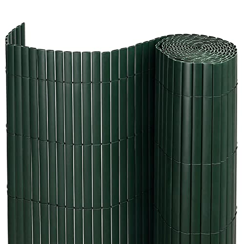 Warmiehomy PVC Garden Screening 1.5m High, Artificial Bamboo Fence Screening, Weatherproof Outdoor Fence Privacy Screen for Garden, Balcony, Terrace(Green Screen, 1.5m High x5m Wide)