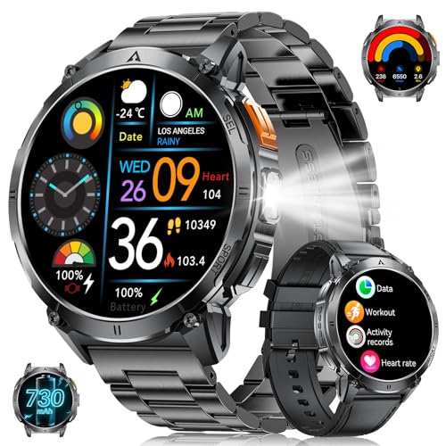 Orologio Smartwatch Uomo Militare con Luce a LED, Display AMOLED...