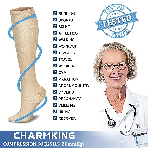 Image of Compression Socks (7 Pairs), 15-20 mmhg is BEST Graduated Athletic & Medical for Men & Women, Running, Flight, Travel, Nurses, Pregnant - Boost Performance, Blood Circulation
