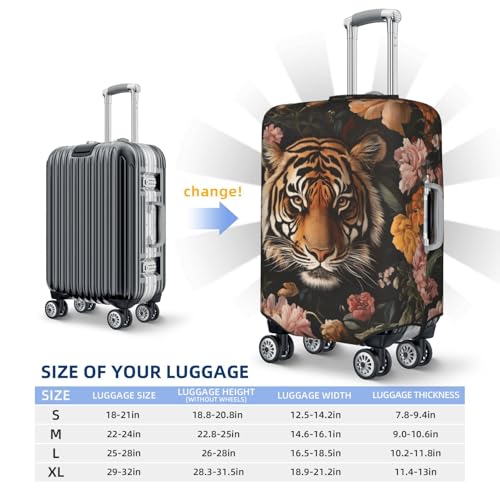 Tiger And Florals Maximalism Elastic Travel Luggage Covers Dustproof Scratch-Resistant Suitcase Protector Fit 22-24 Inch4