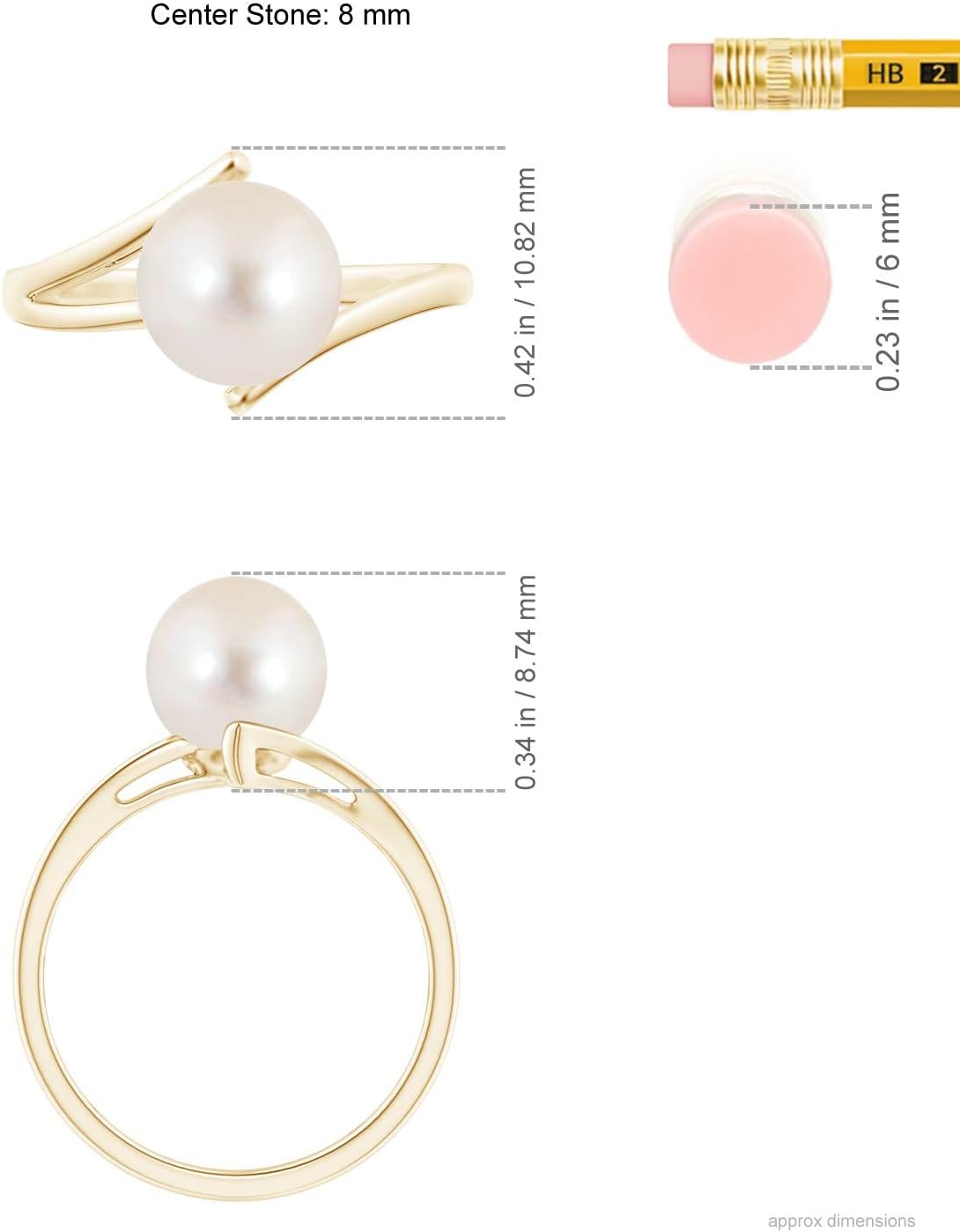 Angara Solitaire Freshwater Pearl Bypass Split Shank Ring in 14K Solid Gold/Platinum | June Birthstone, Birthday, Engagement, Anniversary, Wedding Jewelry Gift for Women