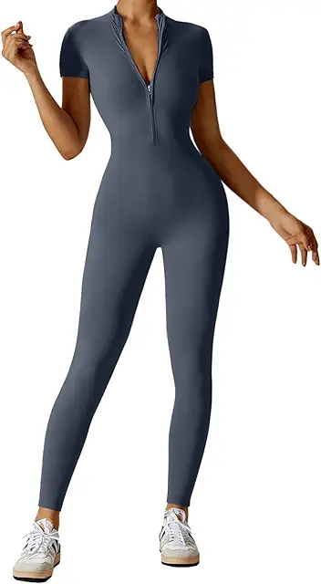 Mono de Yoga Mujer con Cremallera - Traje Una Pieza Elástico para Fitness y Running