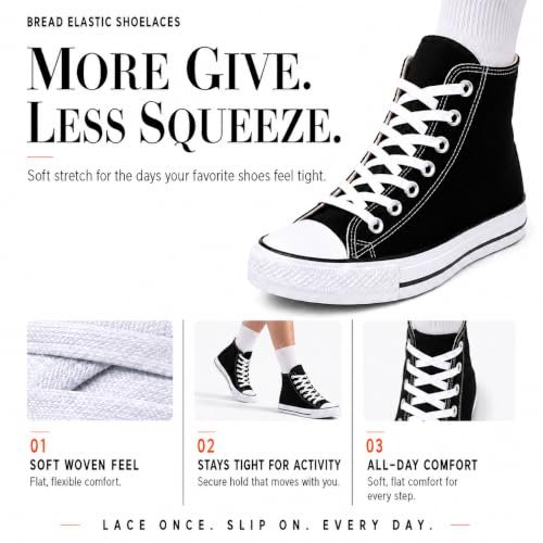 Image of Bread Elastic Shoelaces - Tie Once, Slip On Convenience - Premium Stretch Laces for Boots, Running Shoes, and Everyday Wear